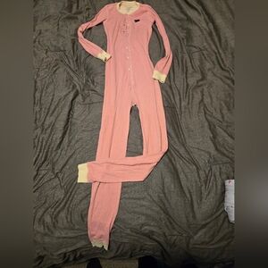 Pink Kids One-Piece Pajama Romper with Contrast Cuffs